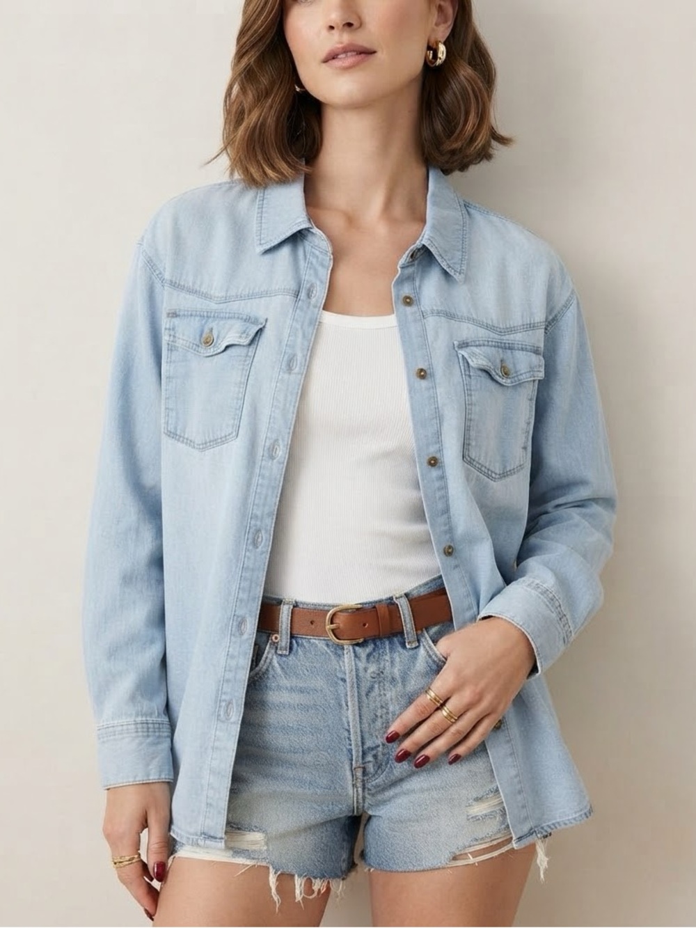 sofia by sofia vergara Light Blue Denim Shirt Jacket